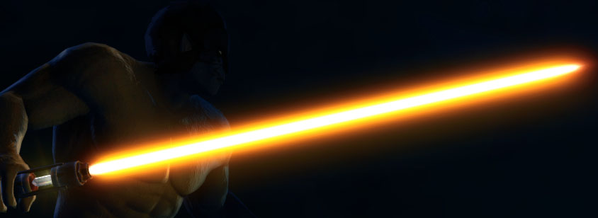 Una spada Arancione nel gioco Jedi Fallen Order