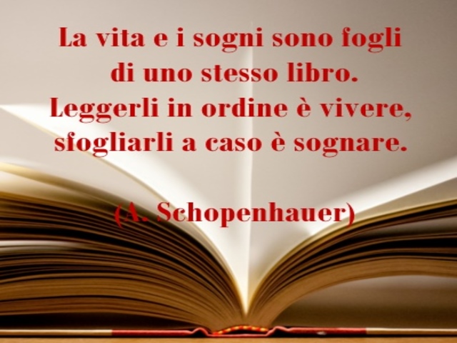 La vita e i sogni sono fogli di uno stesso libro. Leggerli in ordine è vivere, sfogliarlo a caso è sognare. (A.Schopenauer)