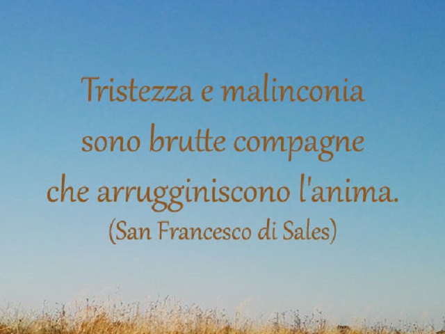 Tristezza e malinconia sono brutte compagne che arrugginiscono l'anima. (San Francesco di Sales)