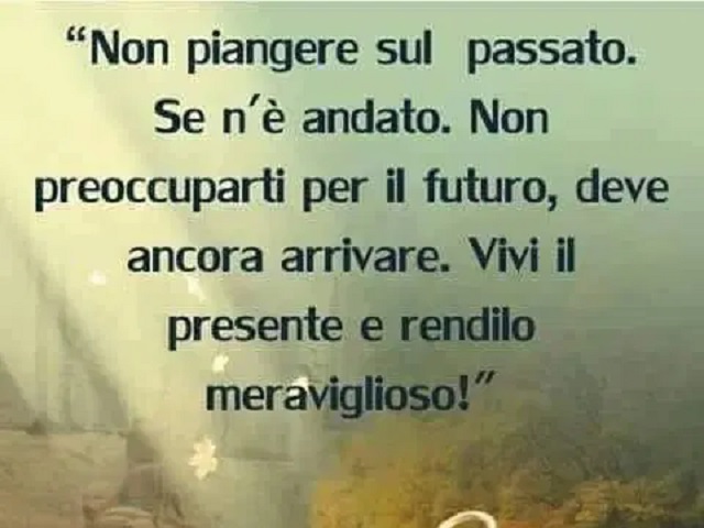 Non piangere sul passato. Se n'è andato. Non preoccuparti per il futuro, deve ancora arrivare. Vivi il presente e rendilo meraviglioso!