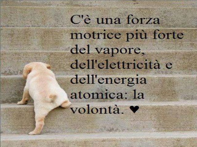 C'è una forza motrice più forte del vapore, dell'elettricità e dell'energia atomica: la forza di volontà.