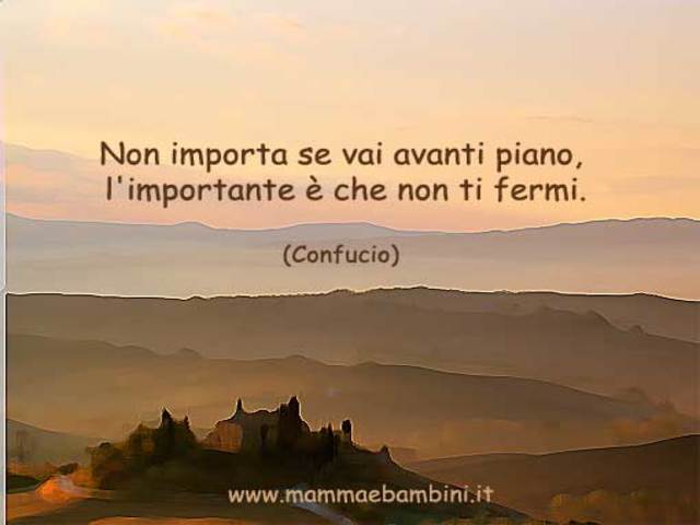 Non importa se vai avanti piano, l'importante è che non ti fermi. (Confucio)