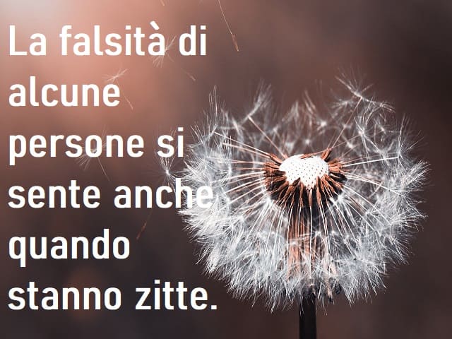 La falsità di alcune persone si sente anche quando stanno zitte.