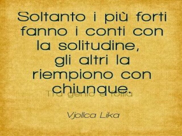 Soltanto i più forti fanno i conti con la solitudine, gli altri la riempiono con chiunque.(Vjollca Lika)