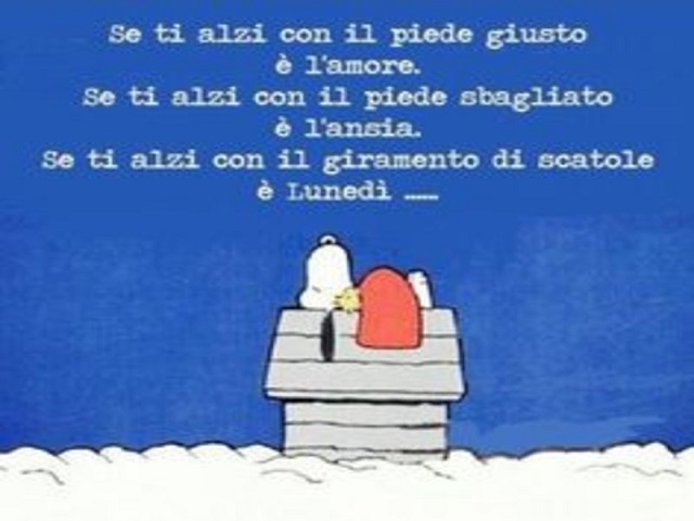Se ti alzi con il piede giusto è l'amore. Se ti alzi con il piede sbagliato è l'ansia. Se ti alzi con il giramento di scatole è Lunedì .....