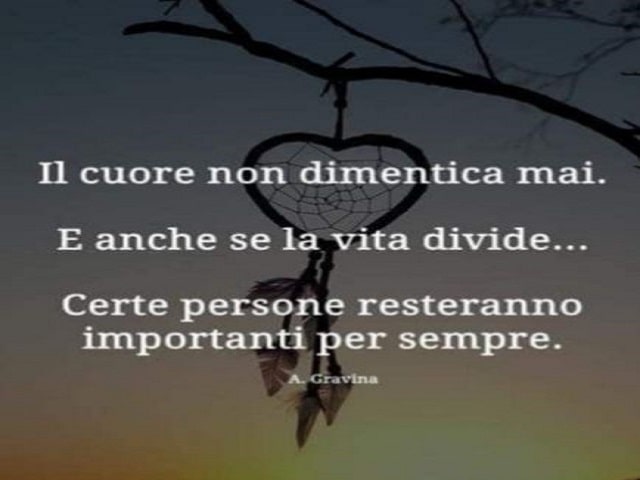 Il cuore non dimentica mai. E anche se la vita divide, certe persone resteranno importanti per sempre.(Antonia Gravina)
