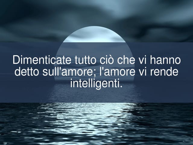 Dimenticate tutto ciò che vi hanno detto sull'amore; l'amore vi rende intelligenti.