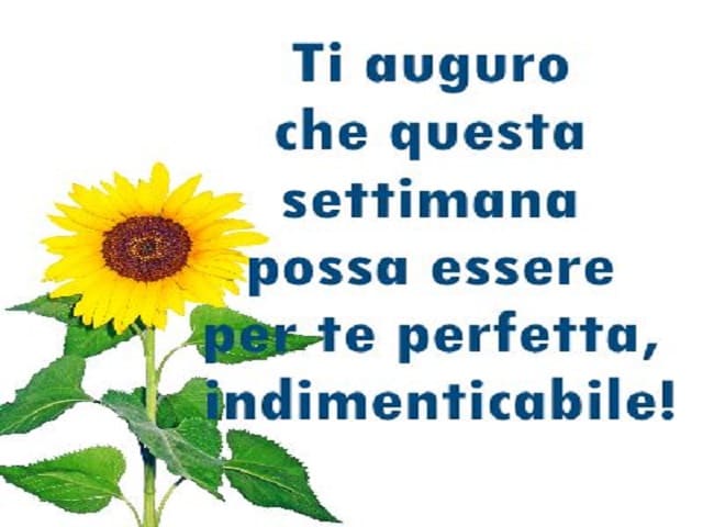 Ti auguro che questa settimana possa essere per te perfetta, indimenticabile!