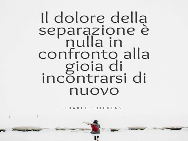 Il dolore della separazione è nulla in confronto alla gioia di incontrarsi di nuovo.(Charles Dickens)