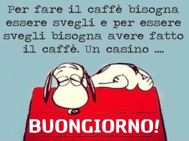 Per fare il caffè bisogna essere svegli e per essere svegli bisogna avere fatto il caffè. Un casino .... Buongiorno!