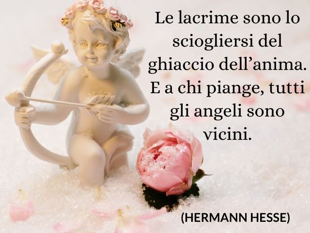 Le lacrime sono lo sciogliersi del ghiaccio dell’anima. E a chi piange, tutti gli angeli sono vicini.(Hermann Hesse)