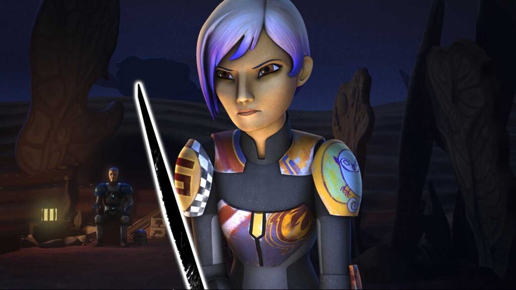 Sabine Wren con la Darksaber.Fonte: TimesFamous