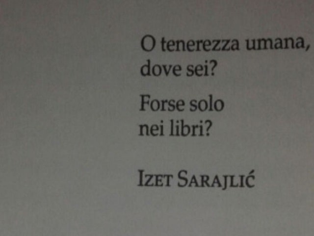 O tenerezza umana, dove sei? Forse solo nei libri?(Izet Sarajlic)