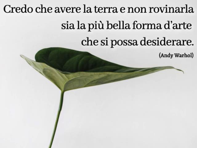 Credo che avere la terra e non rovinarla sia la più bella forma d’arte che si possa desiderare. (Andy Warhol)