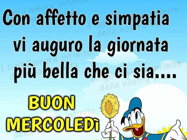 Con affetto e simpatia vi auguri la giornata più bella che ci sia... buon mercoledì