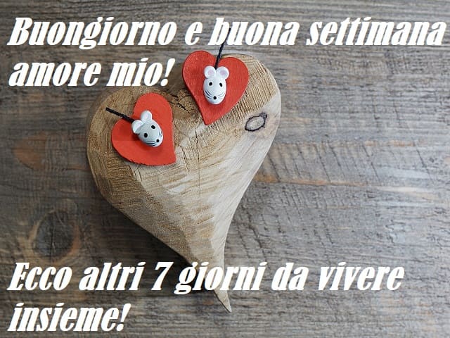 Buongiorno e buona settimana amore mio! Ecco altri 7 giorni da vivere insieme!
