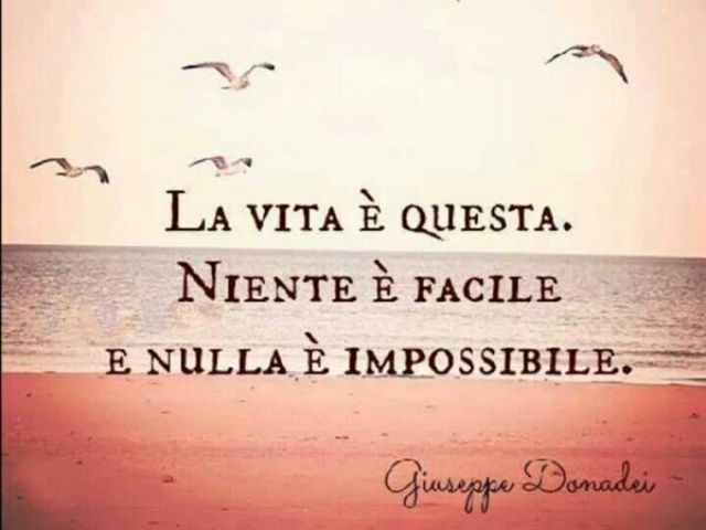 La vita è questa. Niente è facile e nulla è impossibile.(Giuseppe Donadei)