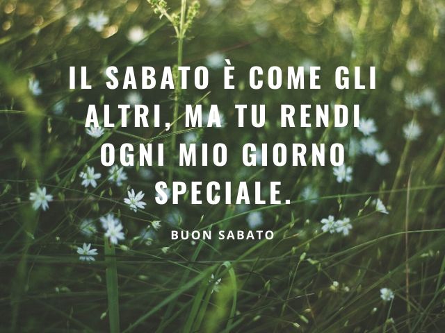 Il sabato è come gli altri, ma tu rendi ogni mio giorno speciale. Buon sabato.