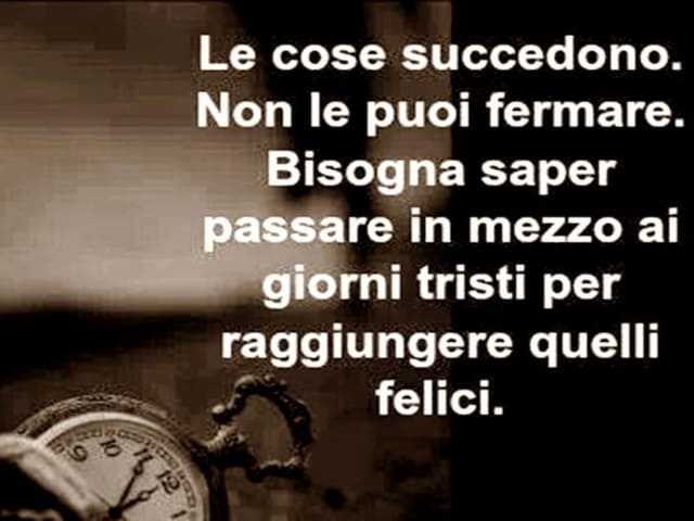 Le cose succedono. Non le puoi fermare. Bisogna sapere passare in mezzo ai giorni tristi per raggiungere quelli felici.