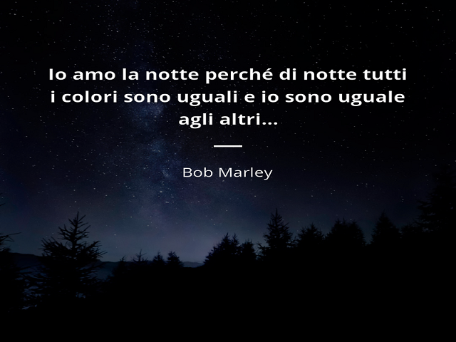 Io amo la notte perchè di notte tutti i colori sono uguali e io sono uguale agli altri. (Bob Marley)