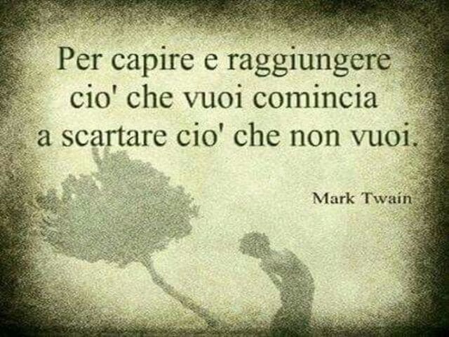 Per capire e raggiungere ciò che vuoi comincia a scartare ciò che non vuoi.(Mark Twain)