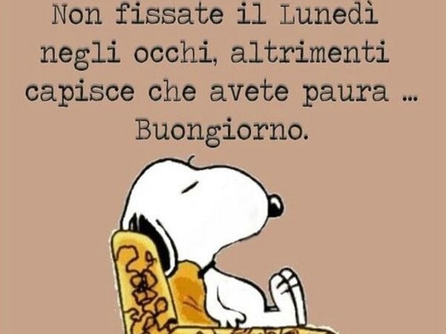 Non fissate il lunedì negli occhi, altrimenti capisce che avete paura... Buongiorno.