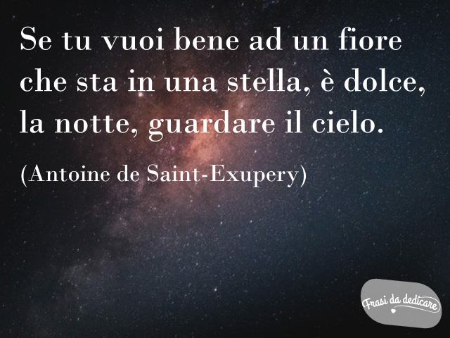 Se tu vuoi bene ad un fiore che sta in una stella, è dolce, la notte, guardare il cielo. (Antoine de Saint-Exupery)