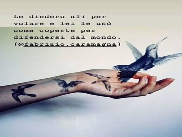 Le diedero ali per volare e lei le usò come coperte per difendersi dal mondo.(Fabrizio Caramagna)