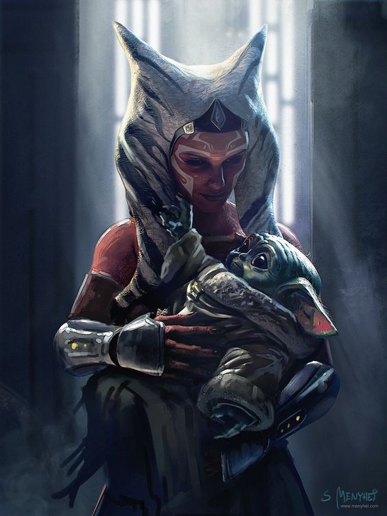 Una fanart immagina Ahsoka e il Bambino insiemeFonte: menyhei.com