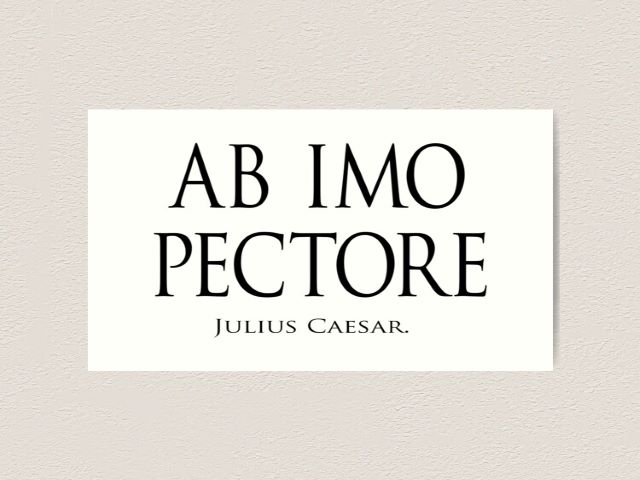Ab imo pectore.(Dal profondo del cuore.)(Giulio Cesare)