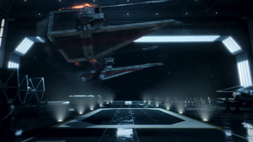 Il TIE Interceptor con le striature rosse