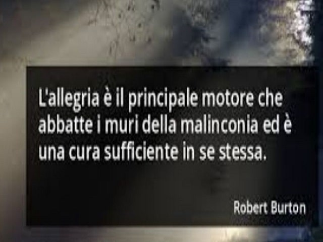 L'allegria è il principale motore che abbatte i muri della malinconia ed è una cura sufficiente in se stessa.(Robert Burton)