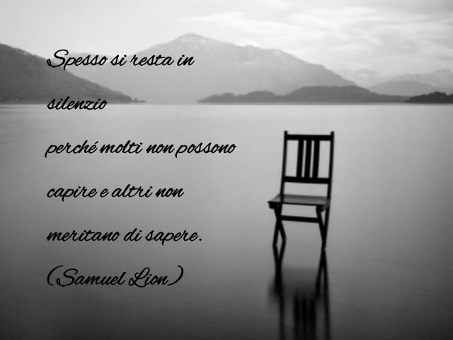 Spesso si resta in silenzio perché molti non possono capire e altri non meritano di sapere.(Samuel Lion)
