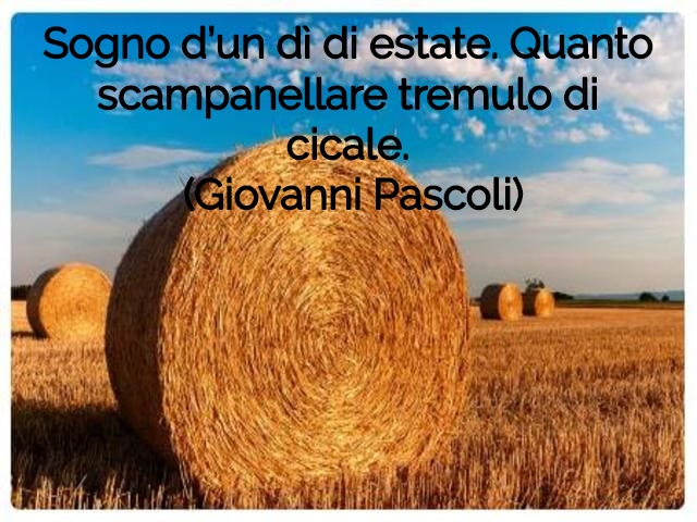 Sogno d’un dì di estate. Quanto scampanellare tremulo di cicale. (Giovanni Pascoli)
