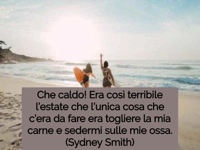 Che caldo! Era così terribile l’estate che l’unica cosa che c’era da fare era togliere la mia carne e sedermi sulle mie ossa.(Sydney Smith)