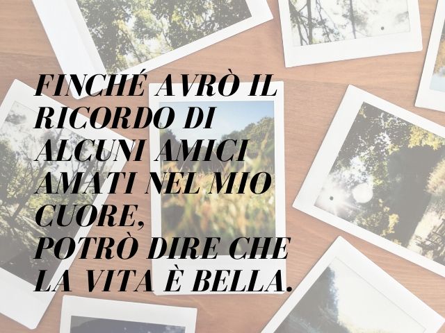 Finché avrò il ricordo di alcuni amici amati nel mio cuore, potrò dire che la vita è bella.