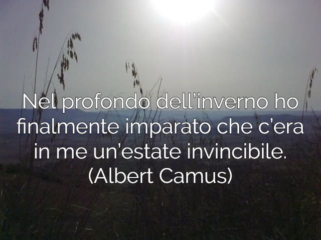 Nel profondo dell’inverno ho finalmente imparato che c’era in me un’estate invincibile.(Albert Camus)