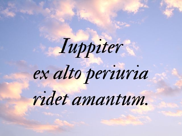 Iuppiter ex alto periuria ridet amantum.(Giove dall’alto ride degli spergiuri degli amanti.)(Proverbio)