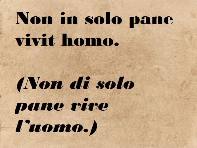 Non in solo pane vivit homo. (Non di solo pane vive l'uomo.)