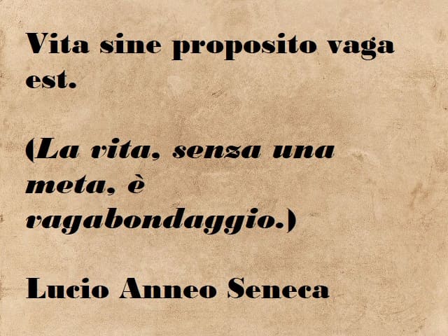 Vita sine proposito vaga est. (La vita, senza una meta, è vagabondaggio.) (Lucio Anneo Seneca)