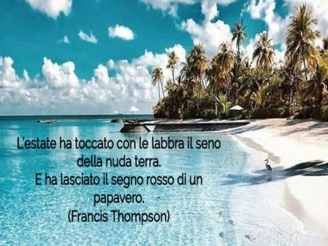 L’estate ha toccato con le labbra il seno della nuda terra.E ha lasciato il segno rosso di un papavero.(Francis Thompson)
