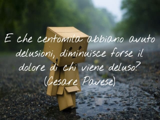 E che centomila abbiano avuto delusioni, diminuisce forse il dolore di chi viene deluso?(Cesare Pavese)