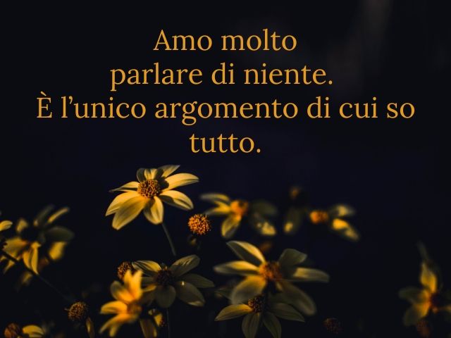 Amo molto parlare di niente. È l’unico argomento di cui so tutto.