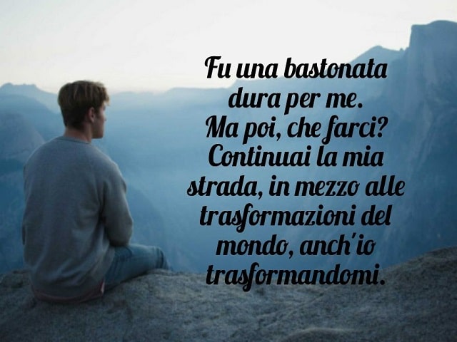 Fu una bastonata dura per me. Ma poi, che farci? Continuai la mia strada, in mezzo alle trasformazioni del mondo, anch'io trasformandomi.