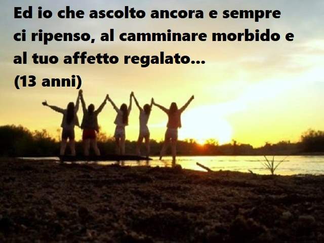 E io che ascolto ancoraE sempre ci ripenso, al camminare morbido e al tuo affetto regalato...(13 anni)