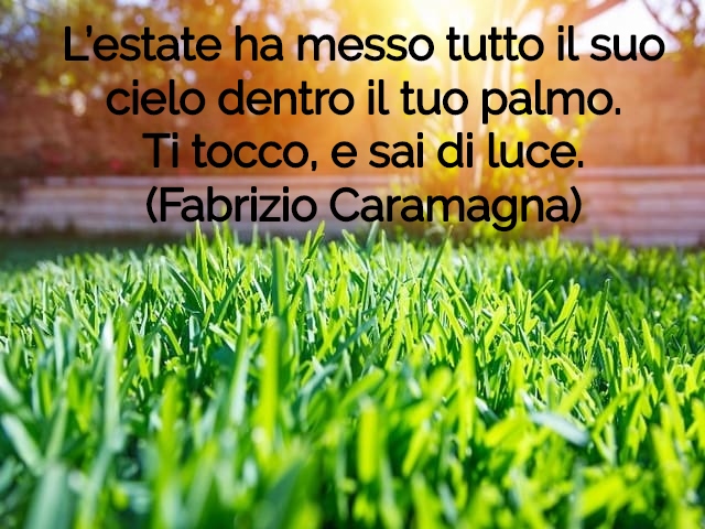 L’estate ha messo tutto il suo cielo dentro il tuo palmo.Ti tocco, e sai di luce.(Fabrizio Caramagna)