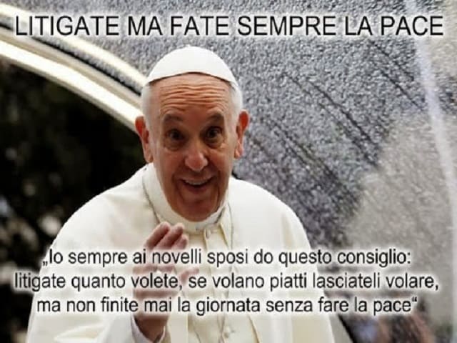 Litigate ma fate sempre la pace. Io sempre ai novelli sposi do questo consiglio: litigate quanto volete, se volano piatti lasciateli volare, ma non finite mai la giornata senza fare la pace.