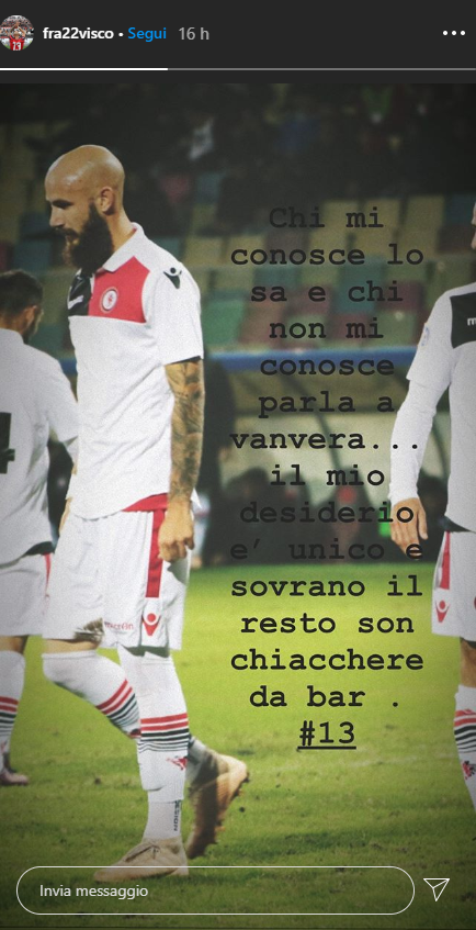 La storia di Francesco Viscomi su Instagram