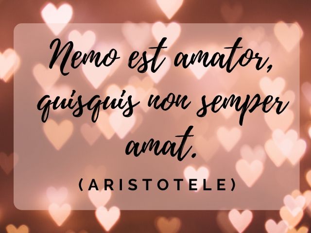 Nemo est amator, quisquis non semper amat.(Nessuno ama, se non ama sempre.)(Aristotele)