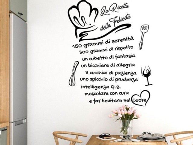 La ricetta della felicità150 grammi di serenità; 300 grammi di rispetto; un cubetto di fantasia; un bicchiere di allegria; 3 cucchiai di pazienza; uno spicchio di prudenza; intelligenza q.b.Mescolare con cura e far lievitare nel cuore.